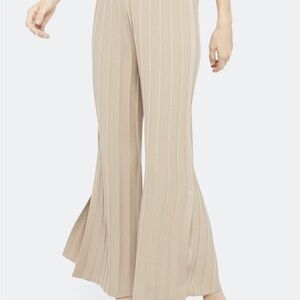 Theory Merino Wool Rib-knit Wide-leg Pants In cream L